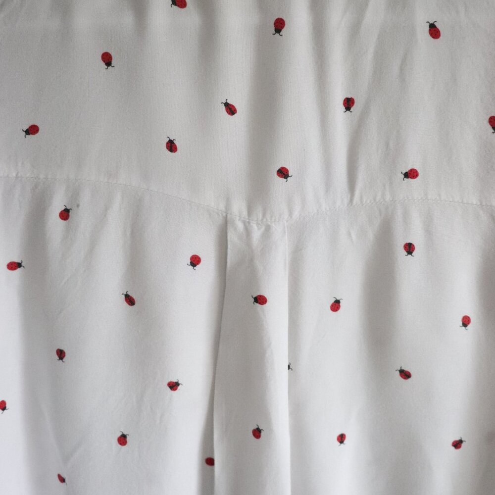 Japna Ladybug Button-Down Collared Blouse Red White Top Size S - Picture 11 of 14